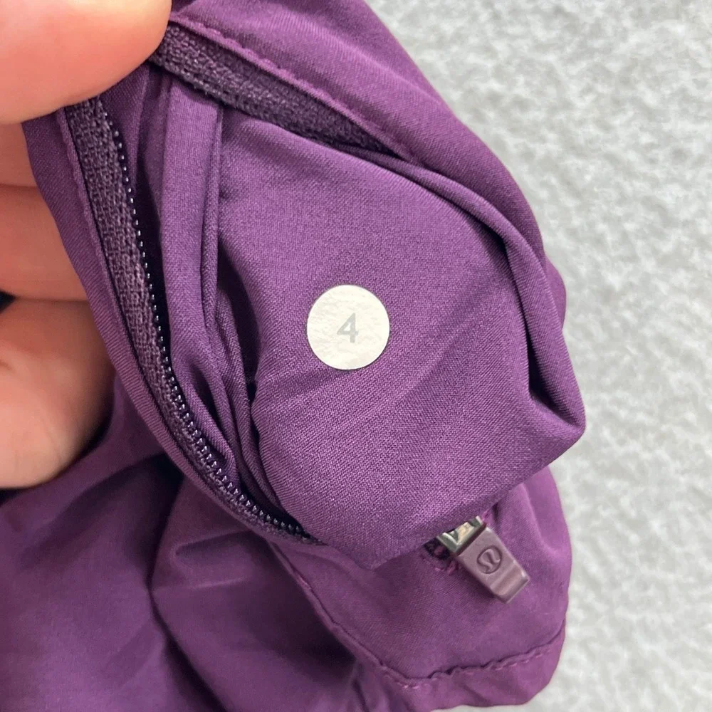 Lululemon Shorts Womens 4 Purple Zip Pocket Athletic Running Gym Training Active